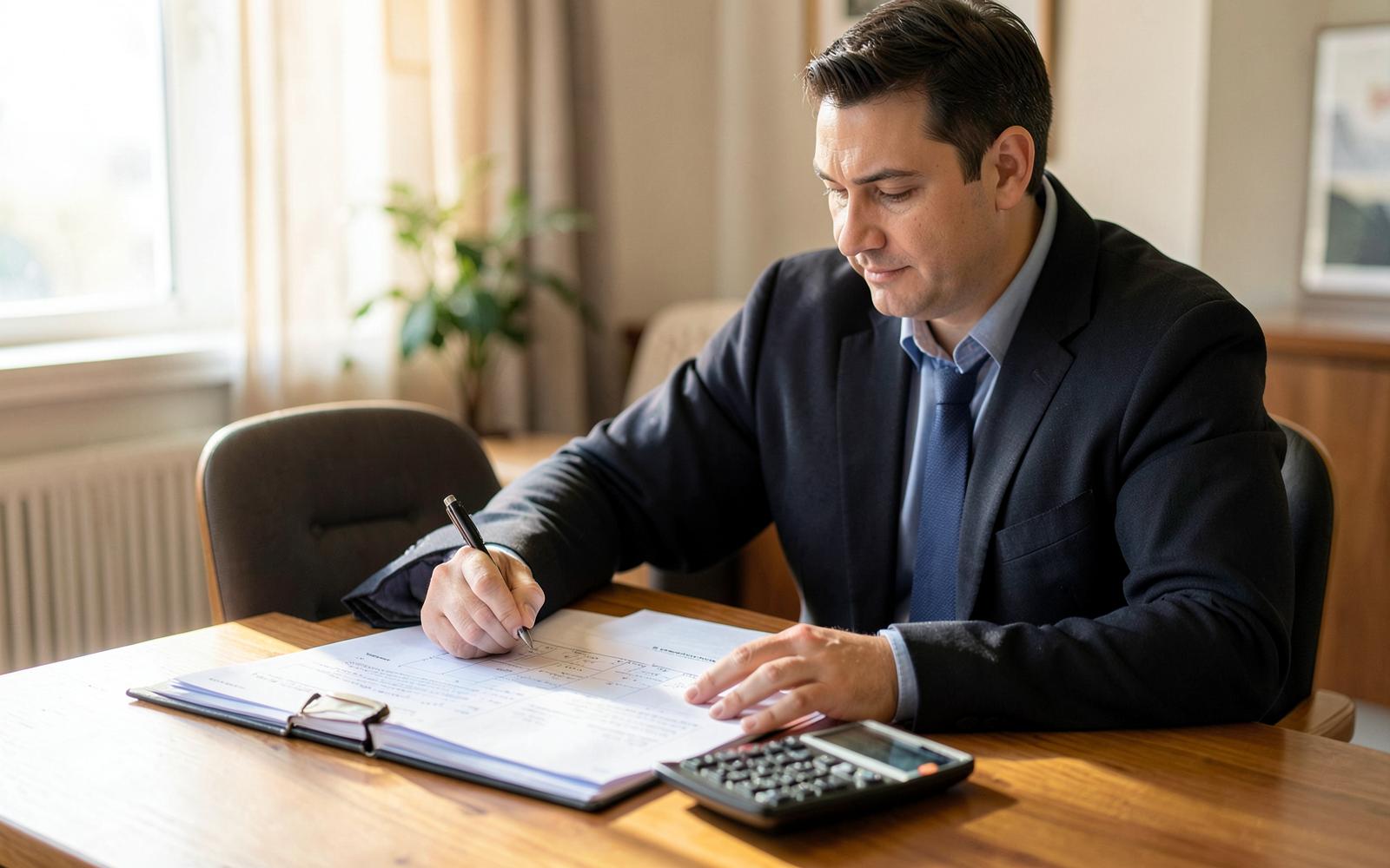 Adviseur werkt het financieringsdossier en de jaarcijfers door