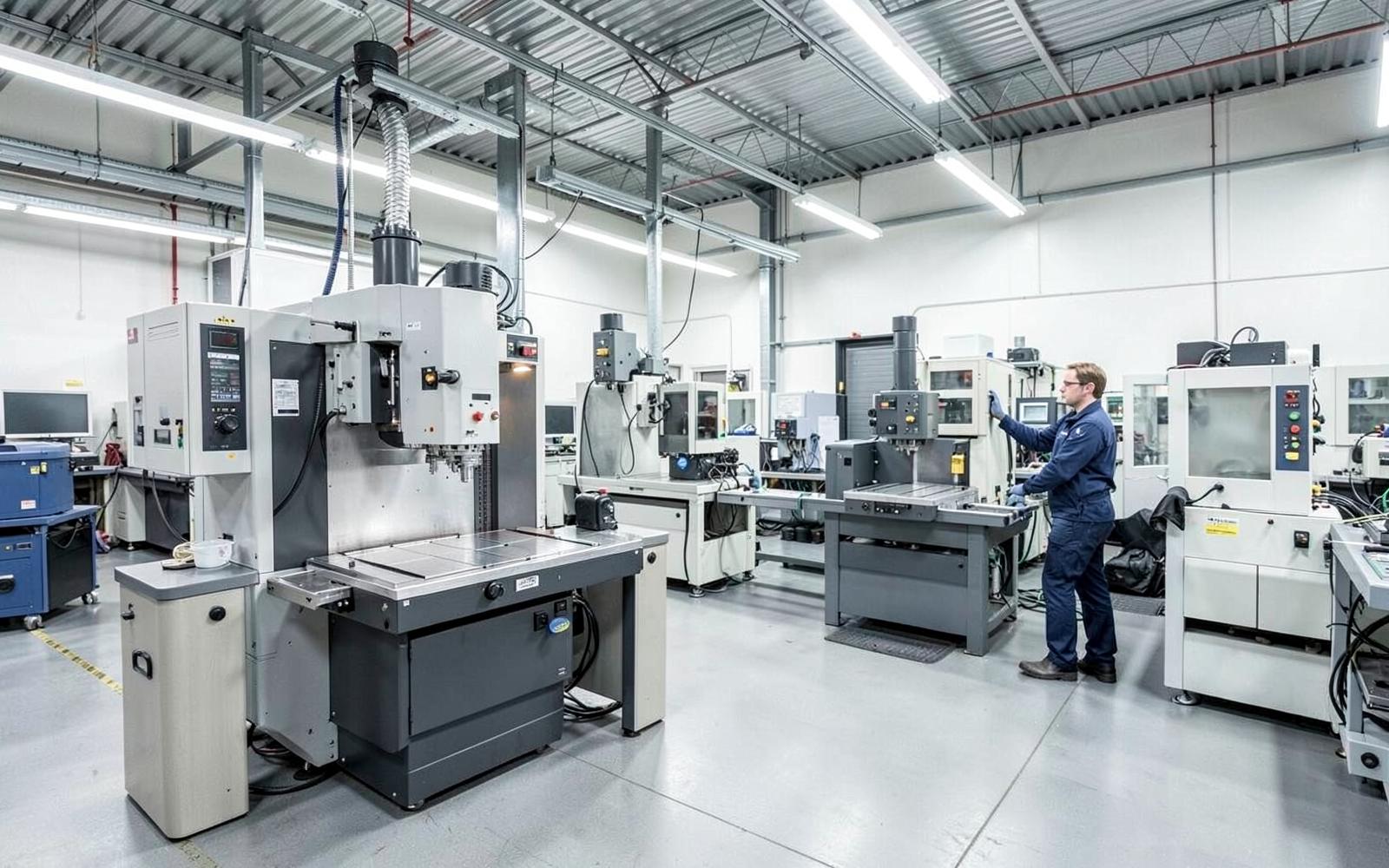 Machine in een productiehal van een maakbedrijf